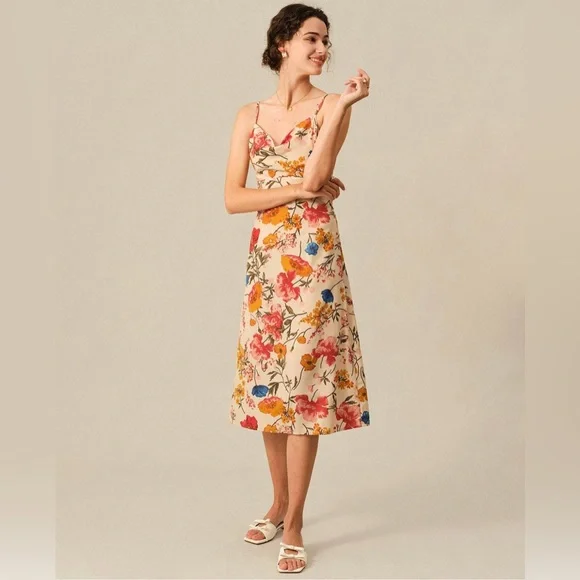 RIHOAS | Dresses | Nwt Rihoas The Cowl Neck Suspender Midi Dress Sz Xs S M  L Xl | Poshmark